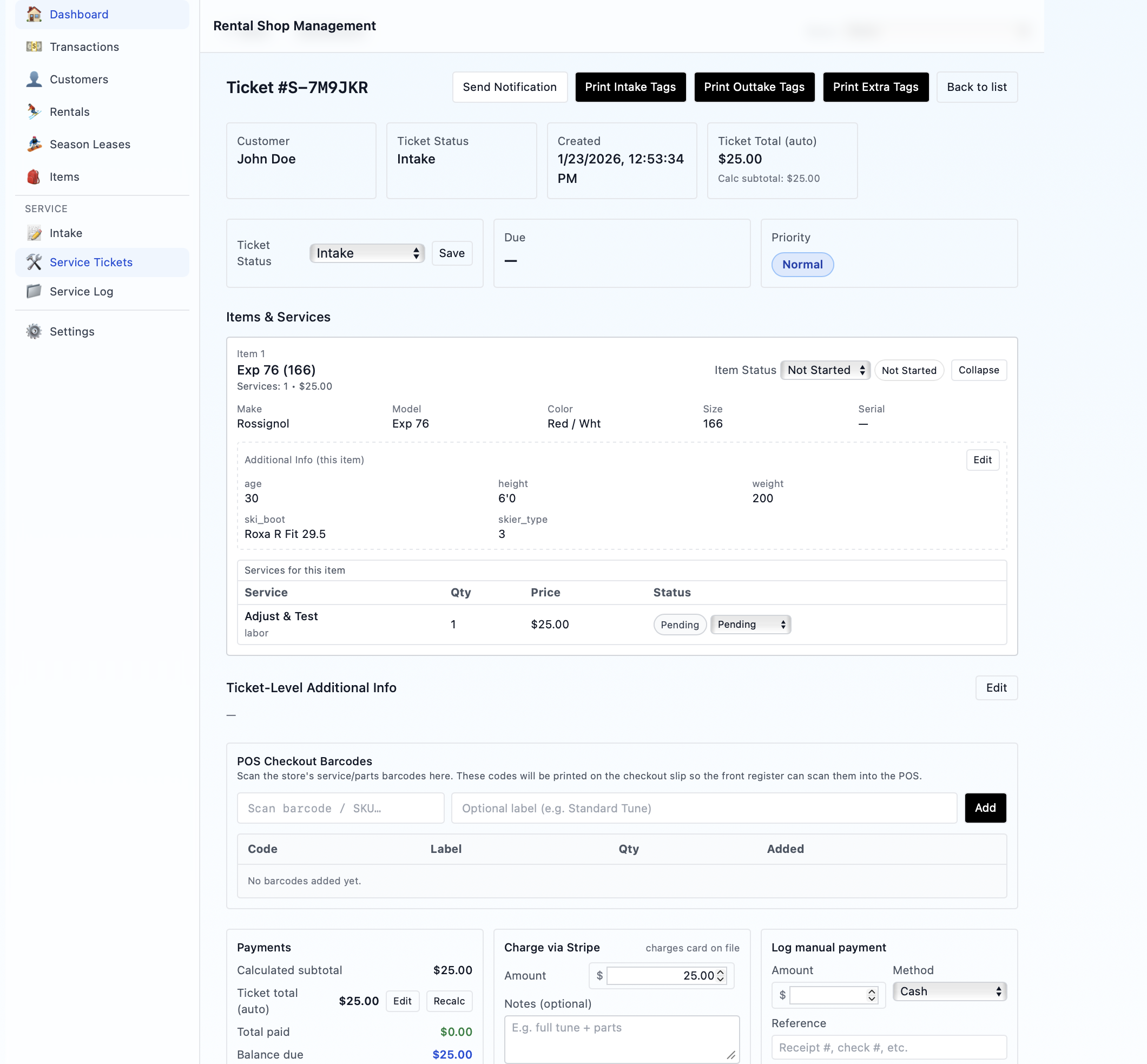 Service Ticket (Details)